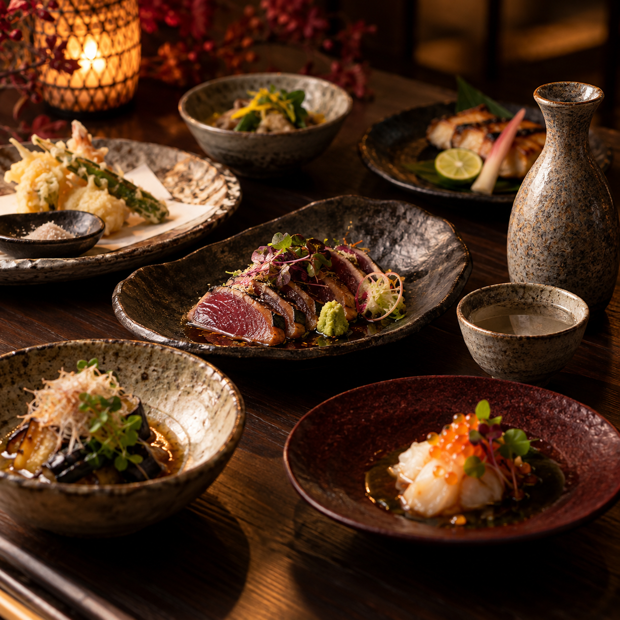 旬の食材を使った夜のお料理