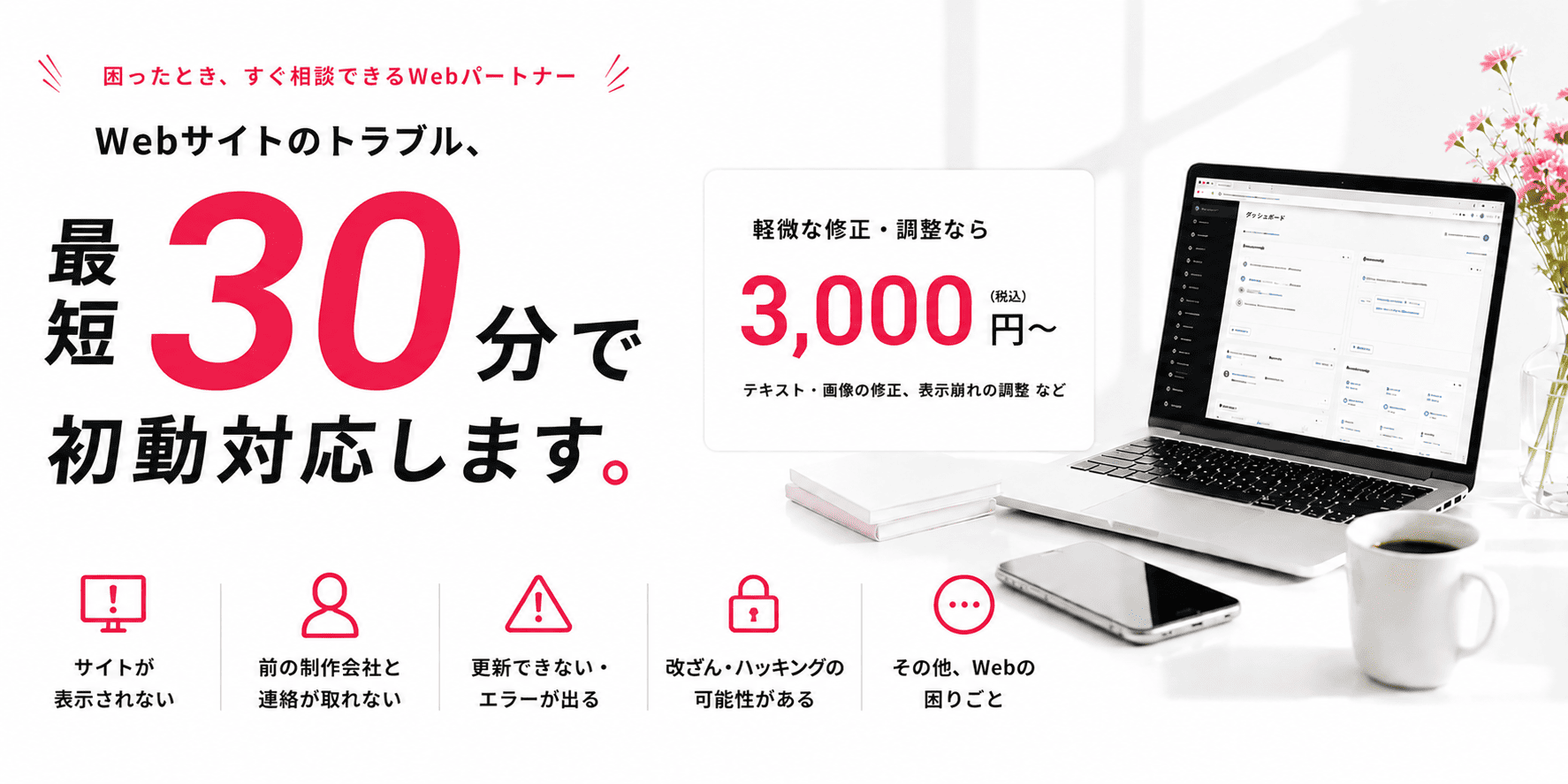 WordPressの困ったを最短30分で解決します